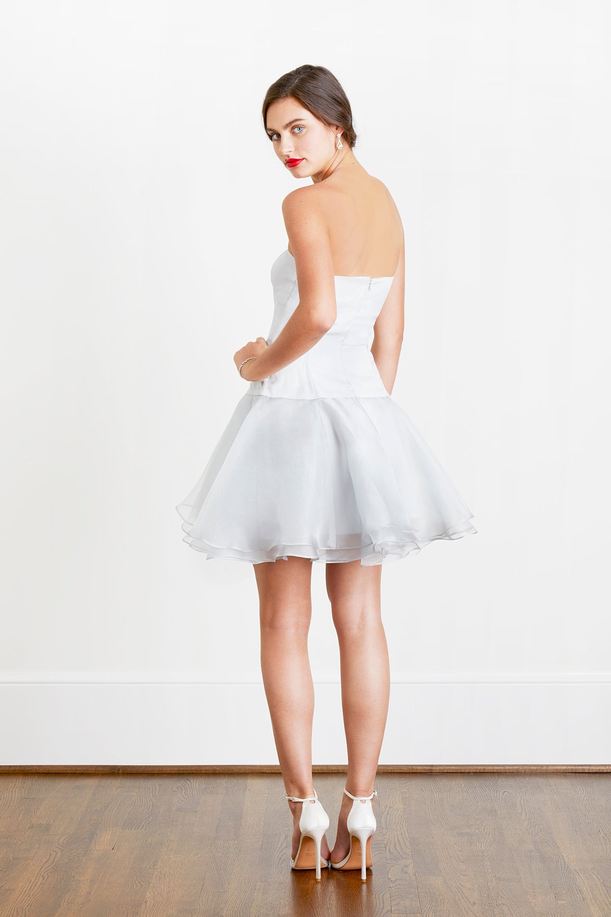 bridal mini reception dress Jane Summers Kyle Strapless Bridal Mini Dress Wedding Reception & First Dance Dress 6 / Silver , female , adult