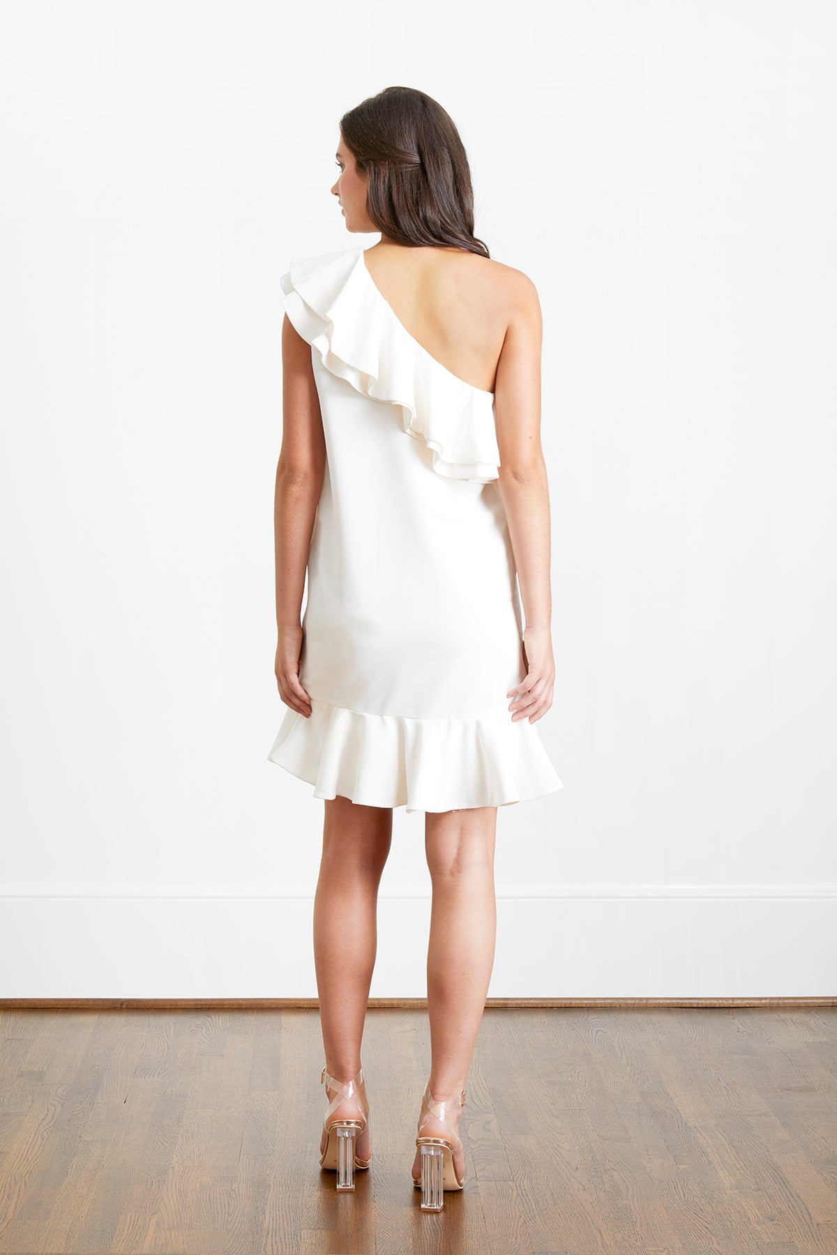 Evie One Shoulder Short White Bridal Party & Rehearsal Dinner Dress Evie One Shoulder Short White Bridal Party & Rehearsal Dinner Dress
