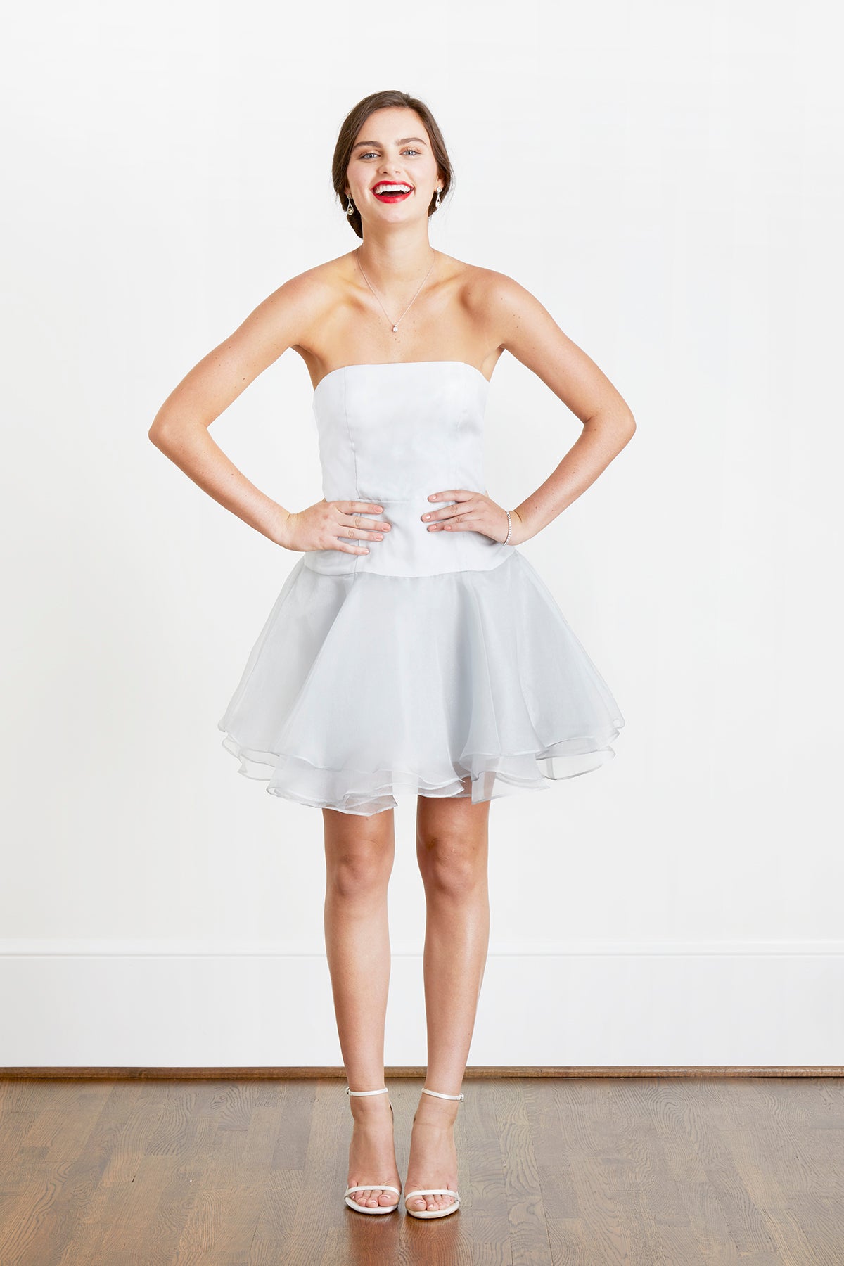 Jane Summers Kyle Strapless Bridal Mini Dress Wedding Reception & First Dance Dress 6 / Silver , female , adult