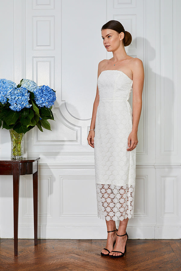 Jane Summers Adeline White Lace Midi Bridal Shower Dress & Wedding Rehearsal Dress 8 / White , Female , Jane Summers Adeline White Lace Midi Bridal Shower Dress & Wedding Rehearsal Dress 8 / White , Female ,