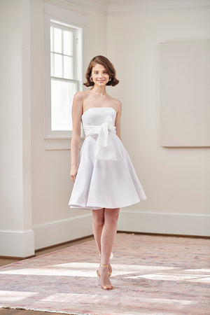 Jacqueline Strapless Little White Rehearsal and Casual Wedding Dress 8 / White