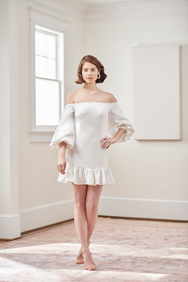 Williams Short White Bridal Shower, Cocktail & Rehearsal Dinner Dress - Jane Summers Williams Short White Bridal Shower, Cocktail & Rehearsal Dinner Dress - Jane Summers