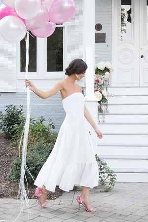 Ivie White Tea Length Civil Ceremony & Casual Courthouse Wedding Dress 4 / White