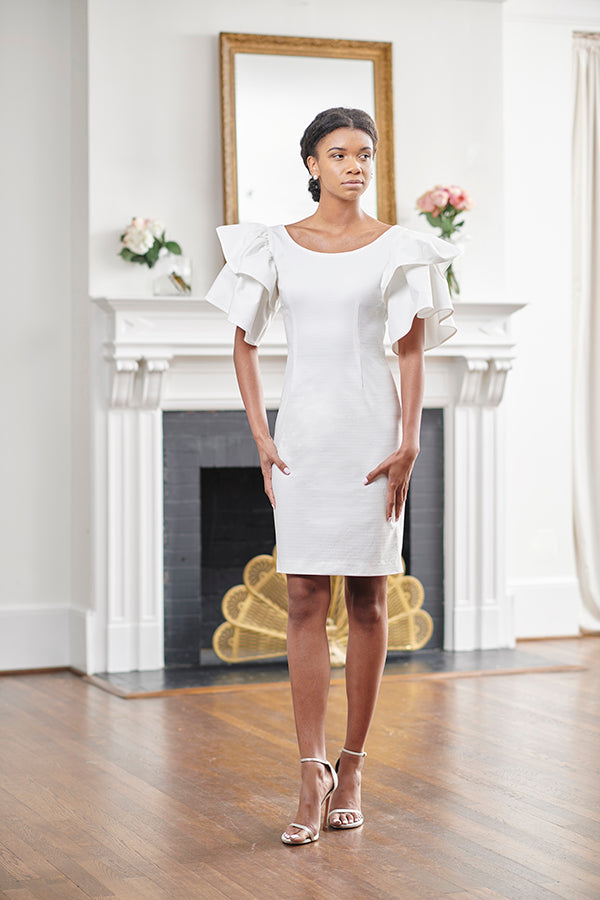 bride dress for bridal shower Jane Summers Jocelyn Backless White & Rehearsal Dinner with Pink Ribbon Tie 6 / White with White Ribbon , female , adult up back 19 Bridal Shower Outfits For